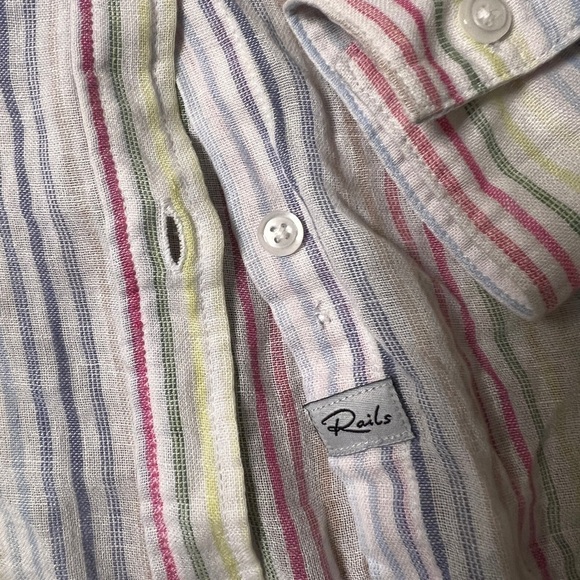 Rails lightweight linen striped shirt size small multicolour - Picture 3 of 3